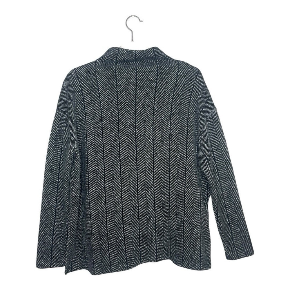 Bobi Los Angeles Black and Gray Herringbone Long Sleeve Sweater Size Small - Picture 4 of 5